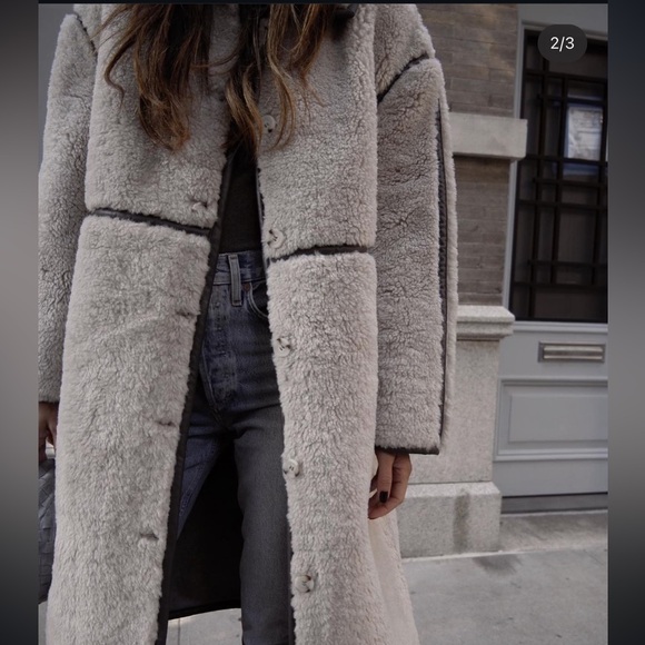 Something Navy Reversible Sherpa Longline Coat - Picture 3 of 14